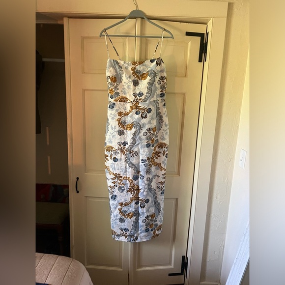 Reformation 10 Frankie Linen Maxi Dress Reign Print - Picture 4 of 4